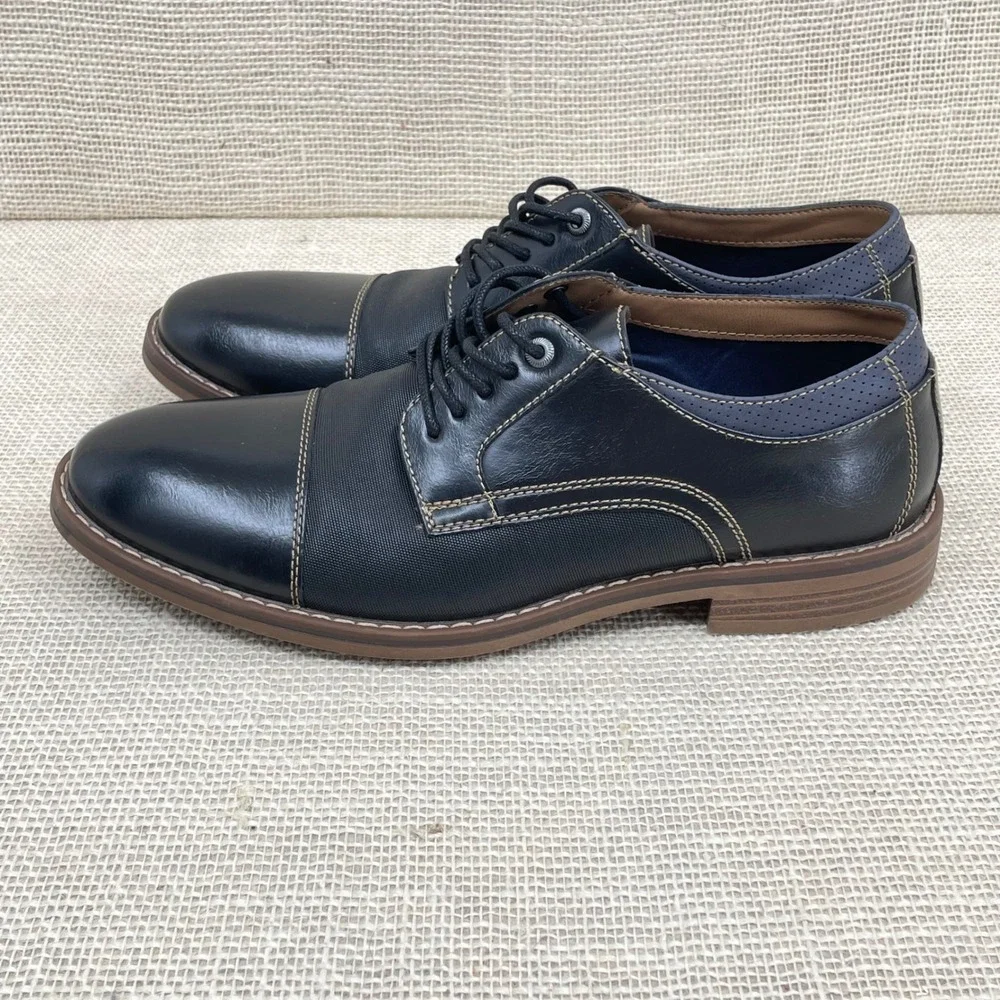 CHAPS Mens Black‎ Cap Toe Oxford Dress Shoes Size 9.5 Wide